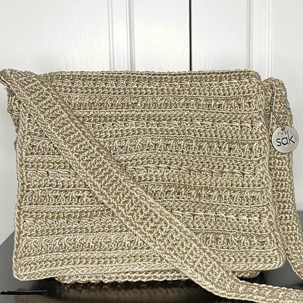 The Sak Beige Casual Crochet Crossbody Bag